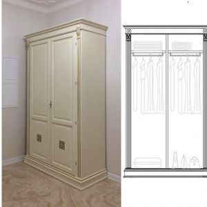 Шкаф 2-х дверный спальня в белом цвете Пуччини мебель италии