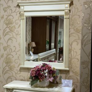 Зеркало с прямым карнизом спальня Пучини Puccini белая PL70