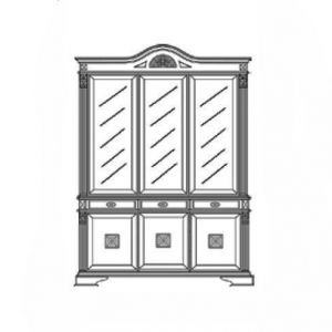 Витрина трехдверная (состоит из комода 3х дверного + 3 ящиков и надстройки для витрины 3дв c деревянной стенкой и подсветкой)